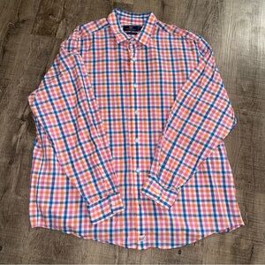Vineyard Vines Mens Classic Fit Cooper Shirt 2XL Big Blue Pink Orange Check